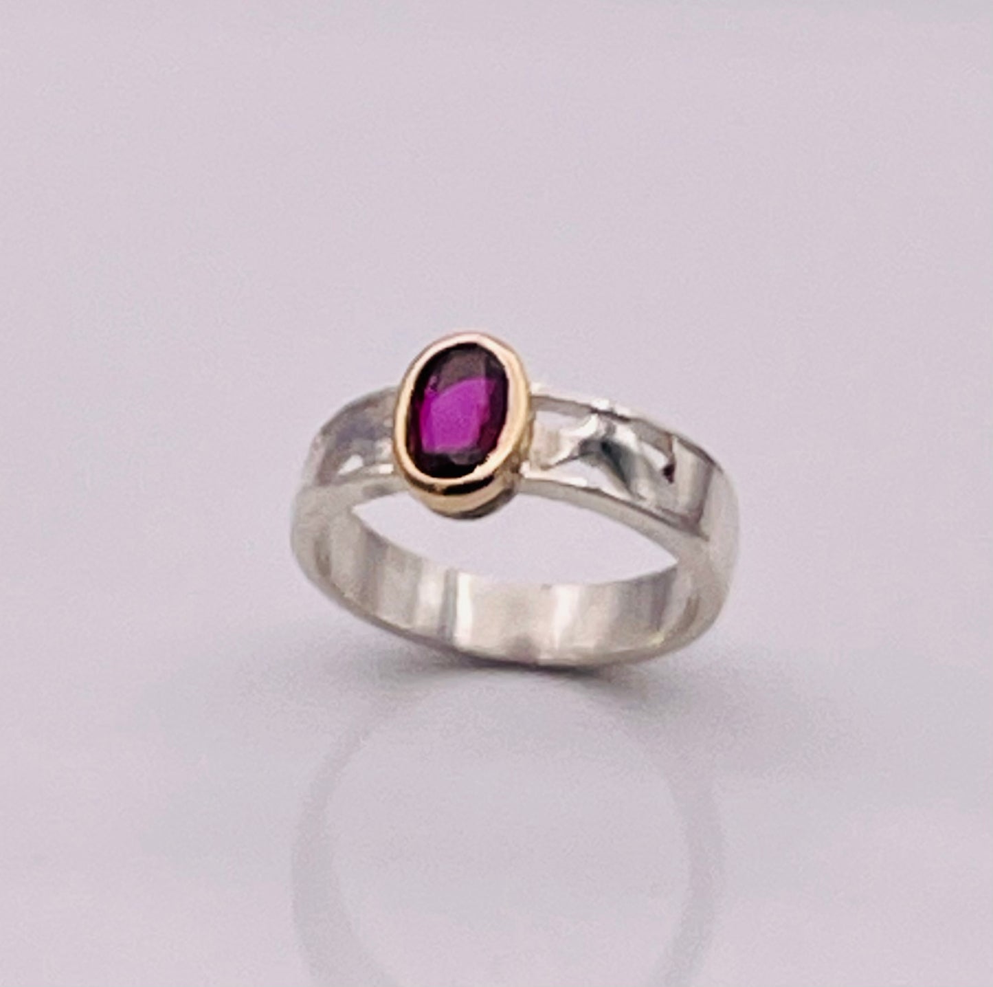 Ruby ‘Zig Zag’ silver and gold ring