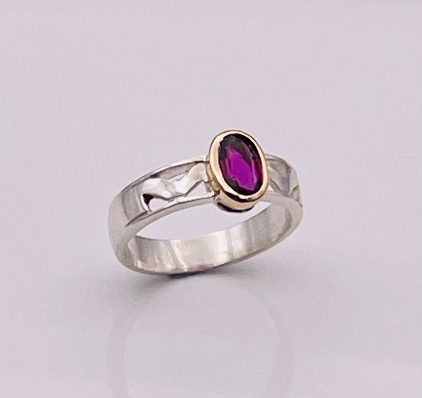 Ruby ‘Zig Zag’ silver and gold ring