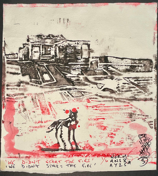 ‘We Didn’t Start The Fire’  no 1/6 Original Lino cut - framed