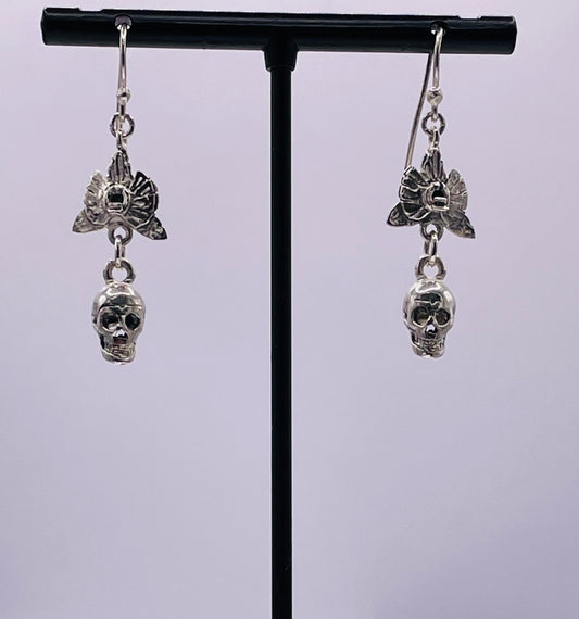 Skull and Orchid Earrings