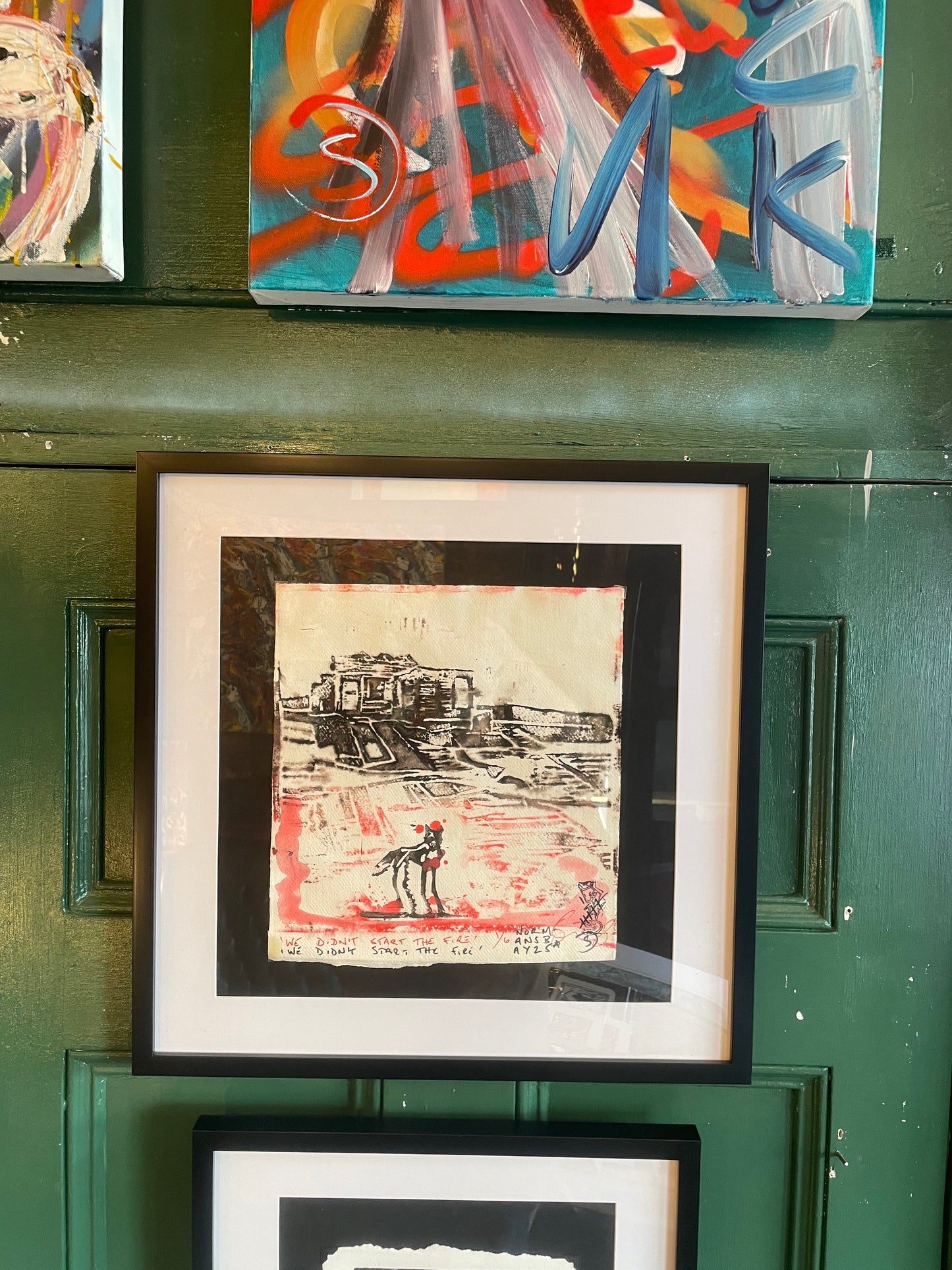 ‘We Didn’t Start The Fire’ no 1/6 Original Lino cut - framed