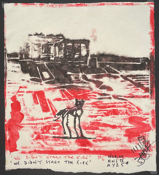 ‘We Didn’t Start The Fire’ no 4/6 original Lino Cut