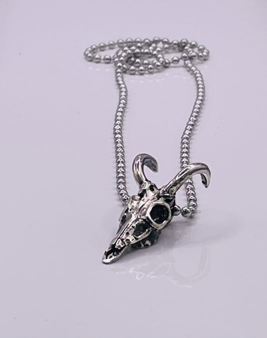 Deer Skull Necklace on Stainless Ball Chain