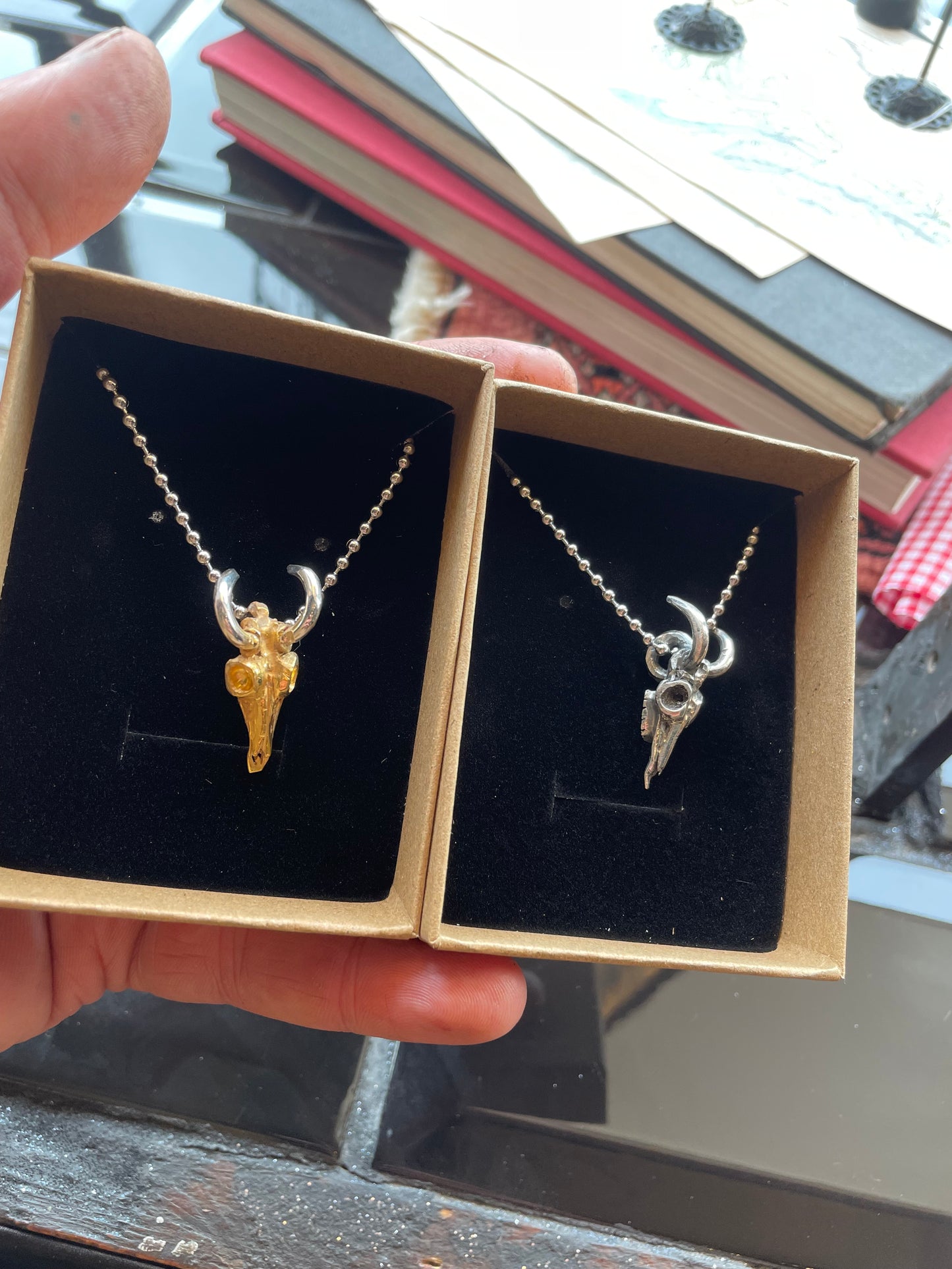 18 Carat Gold Gilt Deer Skull Pendant