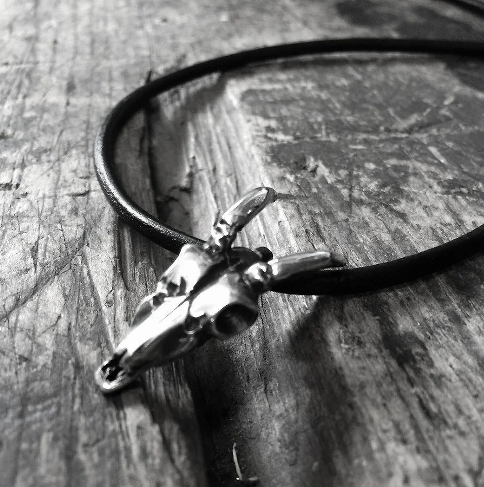Deer Skull Necklace on Leather