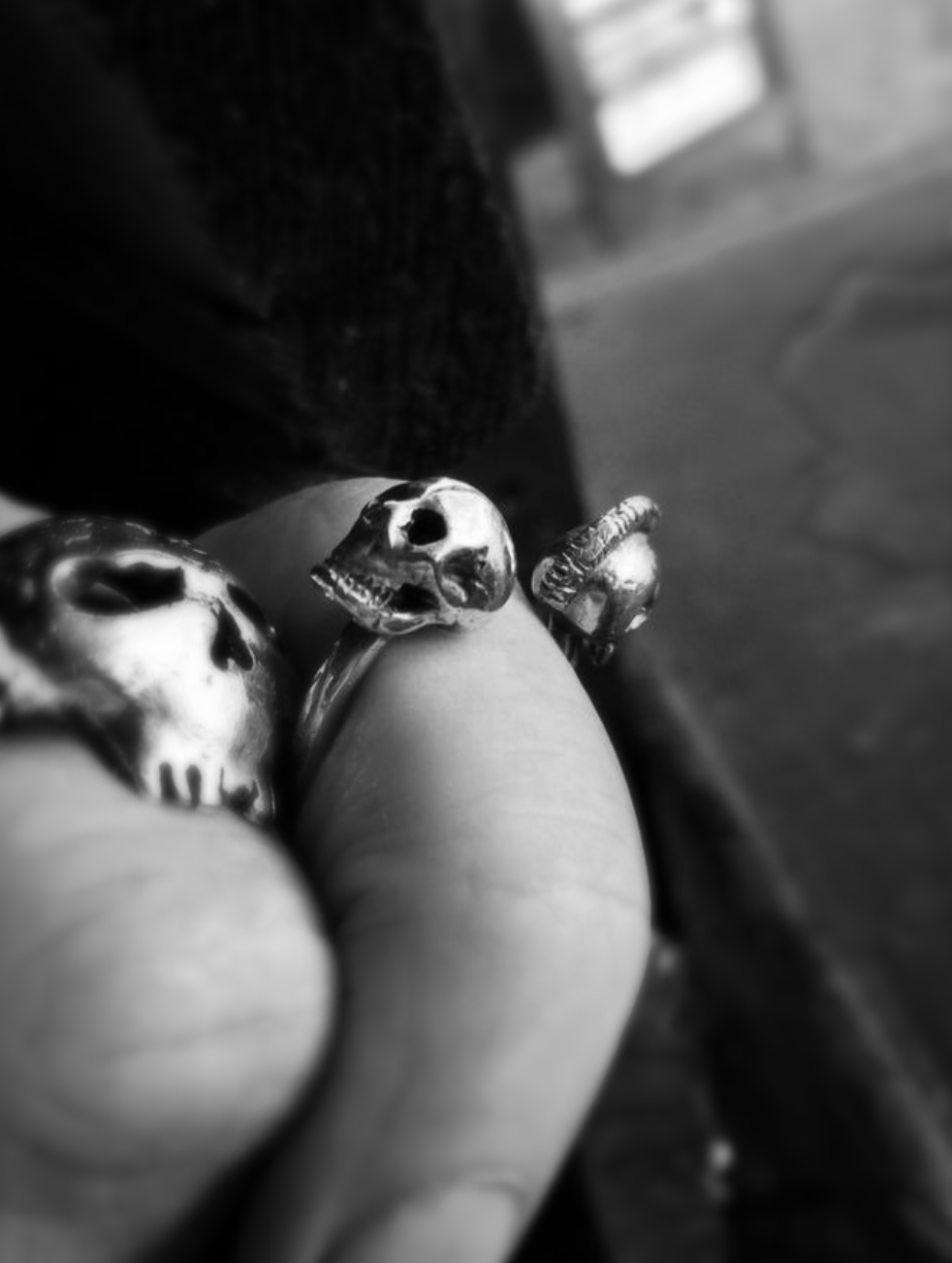 Mohawk Skull and Skull Torque Ring