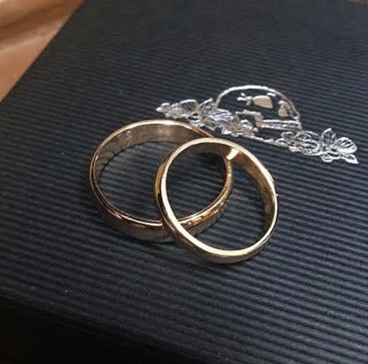 Handmade 3mm, D-shaped, 9 carat wedding ring. Ladies Handmade Wedding Ring