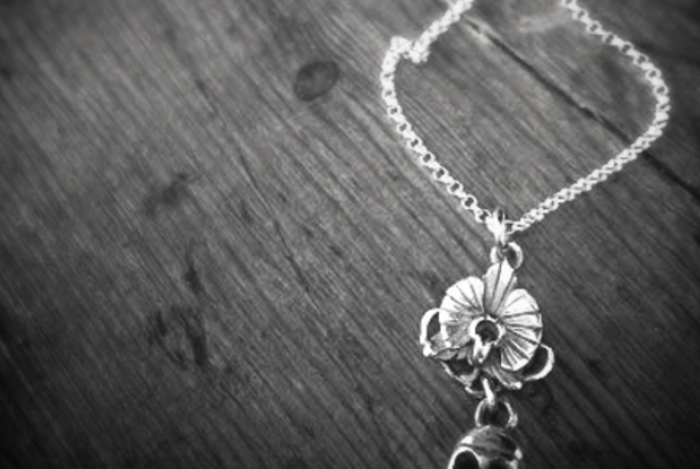 Skulpt Skull and Orchid Pendant