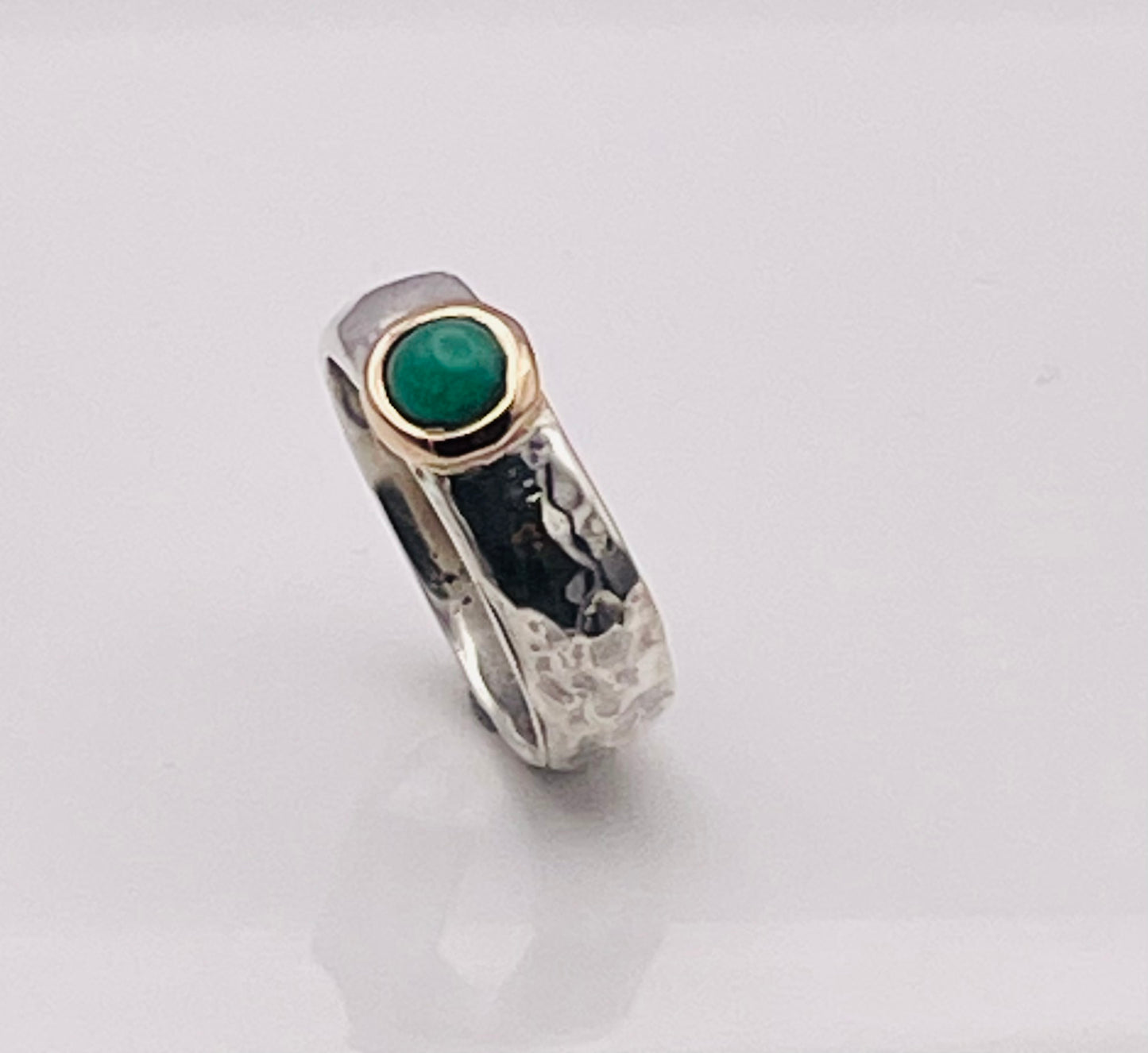 Cabochon Emerald , gold and silver ring