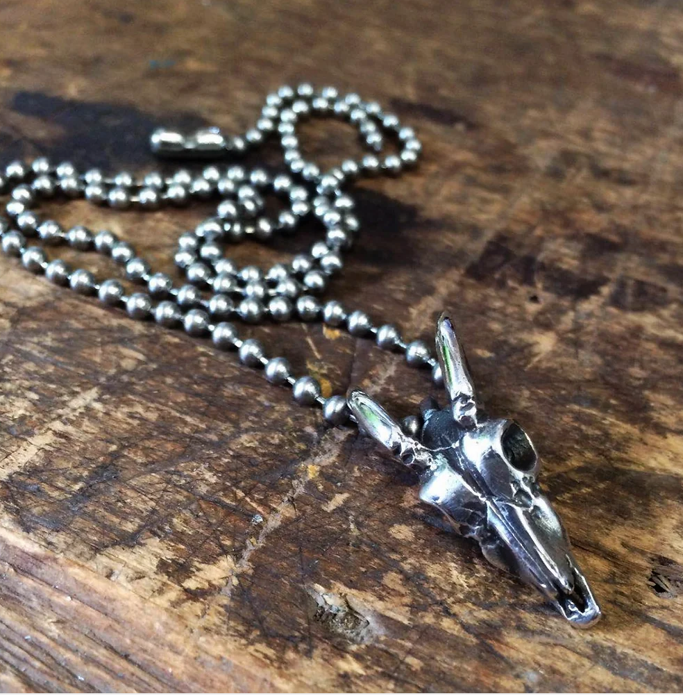 Deer Skull Necklace on Stainless Ball Chain