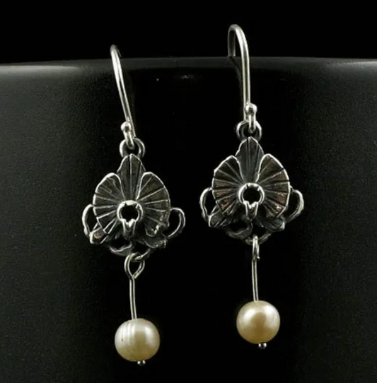 Orchid and Pearl Earrings
